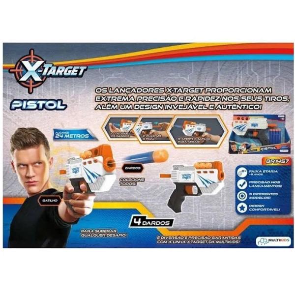 X-Target Pistol com 4 Dardos - Multikids BR1457 Imagem de X-Target Pistol com 4 Dardos - Multikids BR1457