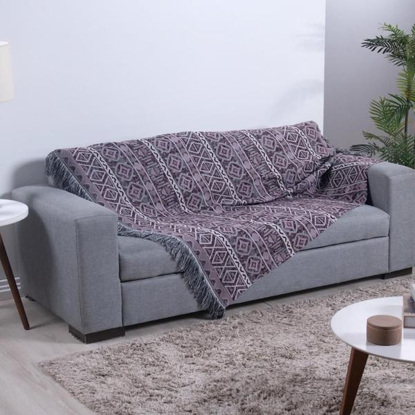 Imagem de Xale Para Sofá Com Franja Luxor 1 Peça 2,10m x 1,35m Tecido Jacquard