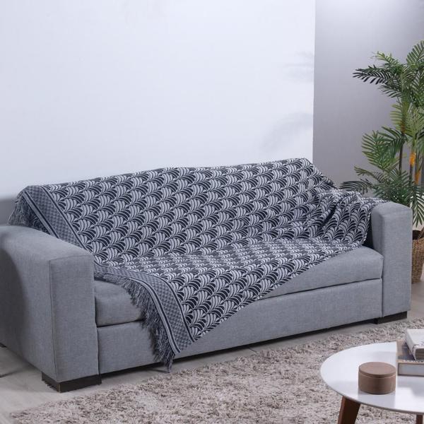 Imagem de Xale Para Sofá Com Franja Luxor 1 Peça 2,10m x 1,35m Tecido Jacquard