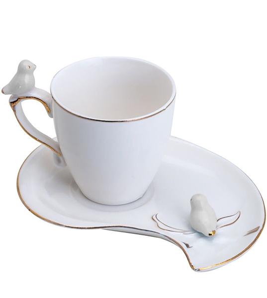 Imagem de Xicara 90ml Café Porcelana Cute Birds Branco Design Plate