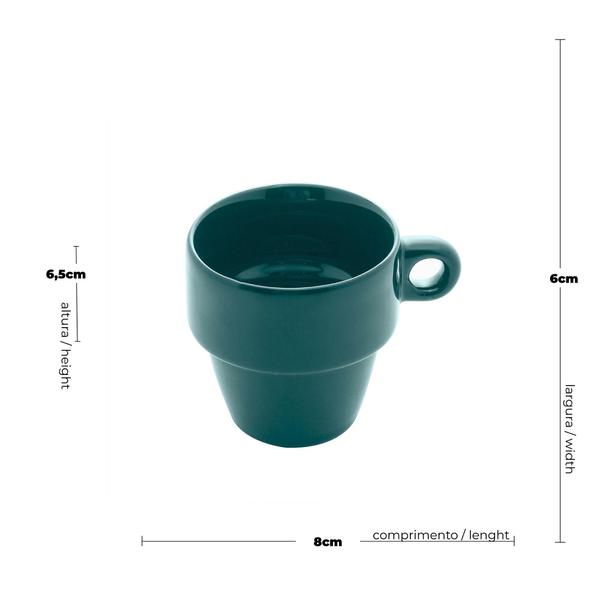 Imagem de Xícara Café Cerâmica Empilhável Verde 90ml - 1 unid.