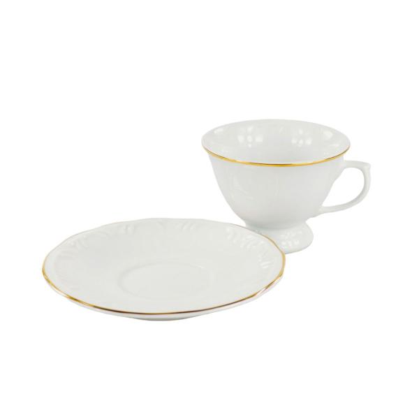 Imagem de Xícara Café com Pires 70ml Porcelana Schmidt - Dec. Filetado Ouro Pomerode 0010