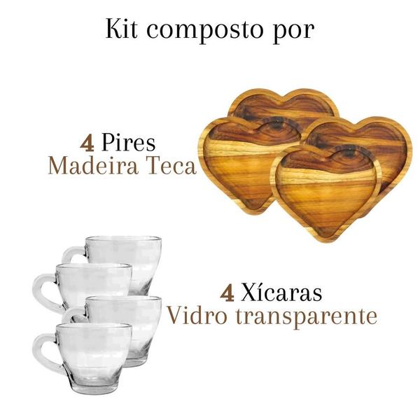 Imagem de Xicara café com pires em formato de coração para mesa posta