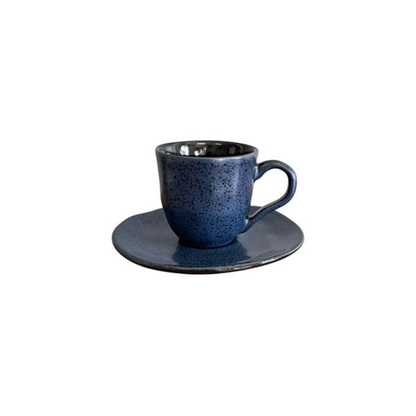 Imagem de Xícara Café e Pires Cerâmica Stoneware Orgânico Night Blue 120ml - 1 Unid.