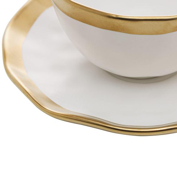 Imagem de Xícara Café E Pires Porcelana Branco E Dourado Dubai 90Ml Wolff