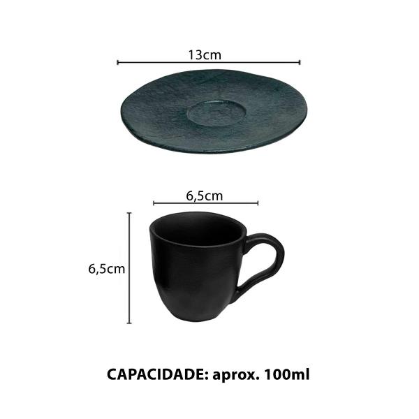 Imagem de Xícara Café Pires Cerâmica Orgânico Carbon Preto 100ml 1 Unid