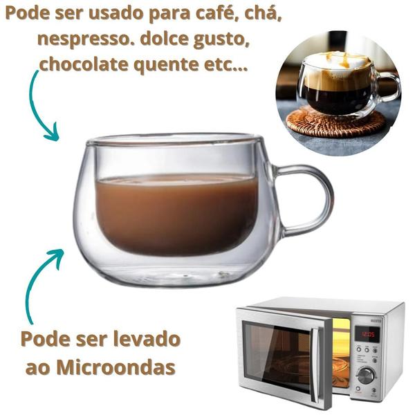 Imagem de Xícara Café Vidro Duplo 150ml Kit 4 Unidades Caneca de Vidro