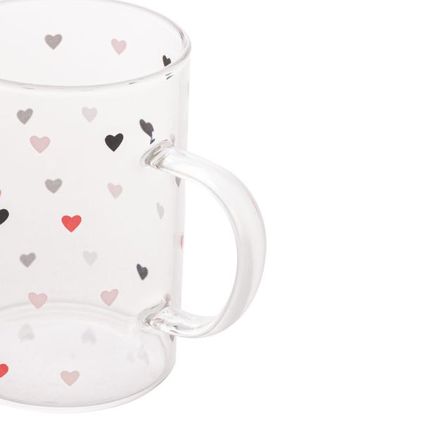 Imagem de Xícara Caneca Vidro Borossilicato Corações Love 200 ml- Lyor