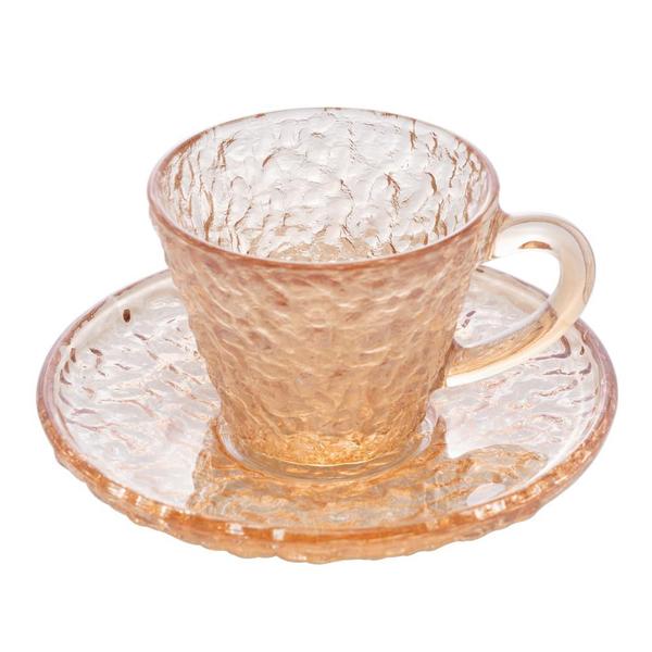 Imagem de Xícara  Cristal Martelado P/ Café C/ Pires Preta Âmbar 70Ml