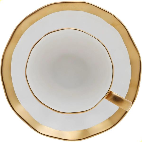 Imagem de Xícara de café c/ pires dubai porcelana branco e dourado 90ml - wolff