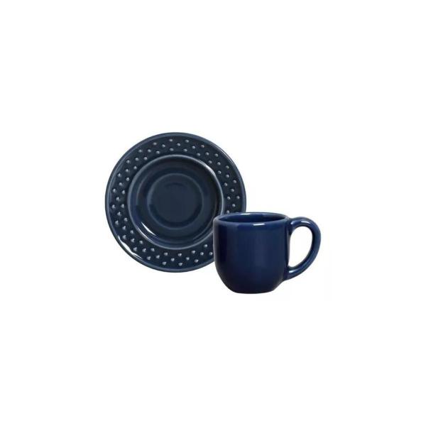 Xícara De Café C/ Pires Porto Brasil Mezcla Deep Blue 72ml Imagem de Xícara De Café C/ Pires Porto Brasil Mezcla Deep Blue 72ml