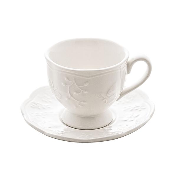 Imagem de Xícara de Café com Pires de Porcelana New Bone Butterfly Flower 100ml - Lyor