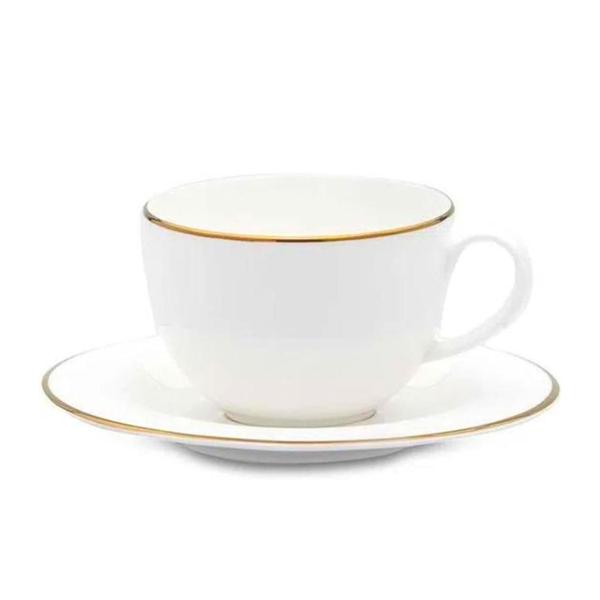 Imagem de Xicara De Café Com Pires Porcelana Borda Dourada 90ml Luxo Legacy Gold