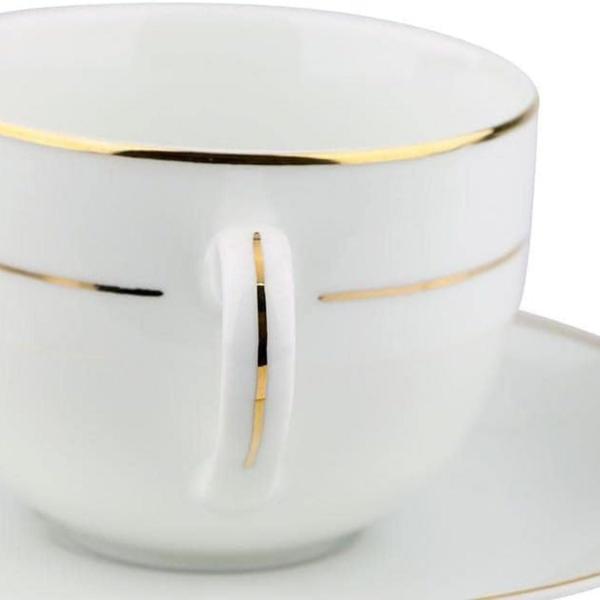 Imagem de Xicara De Café Com Pires Porcelana Borda Dourada 90ml Luxo Majesty Gold Mesa Posta