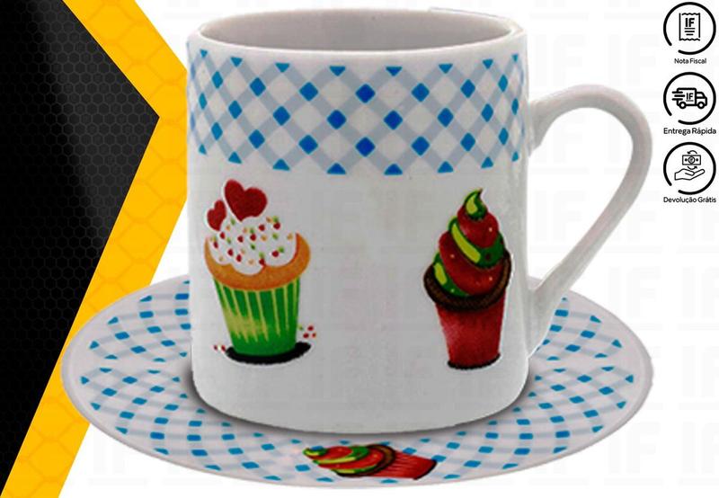 Imagem de  Xícara De Café Conjunto Kit 12 Peças Porcelana