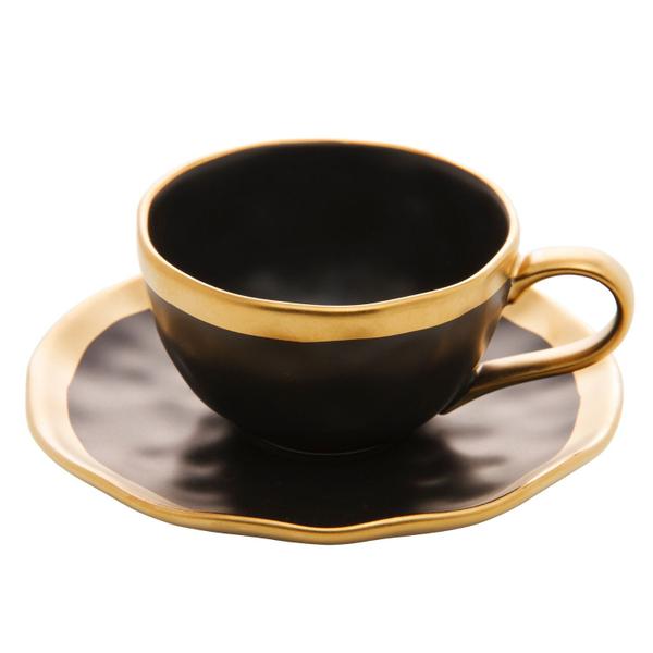 Imagem de Xícara de Café de Porcelana Preto e Dourado Dubai 90ml