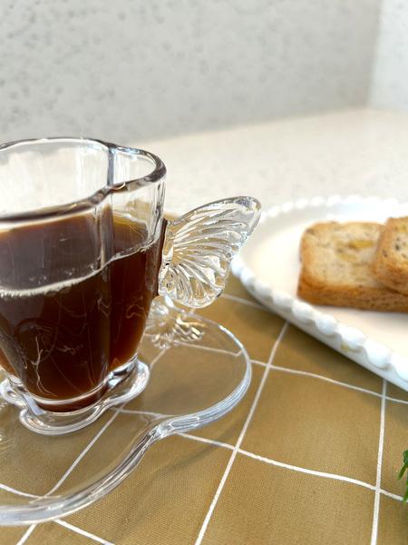 Xícara de café de vidro com pires Butterfly 80 ml - Wolff - Rojemac Imagem de Xícara de café de vidro com pires Butterfly 80 ml - Wolff
