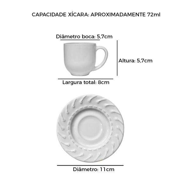 Imagem de Xícara de Café e Pires Cerâmica Cordonê Branco 72ml - 1 Unid.