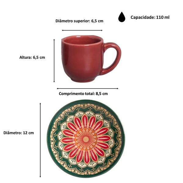 Imagem de Xícara de Café e Pires Cerâmica Coup Mudra Cassis 110ml - 1 Unid.