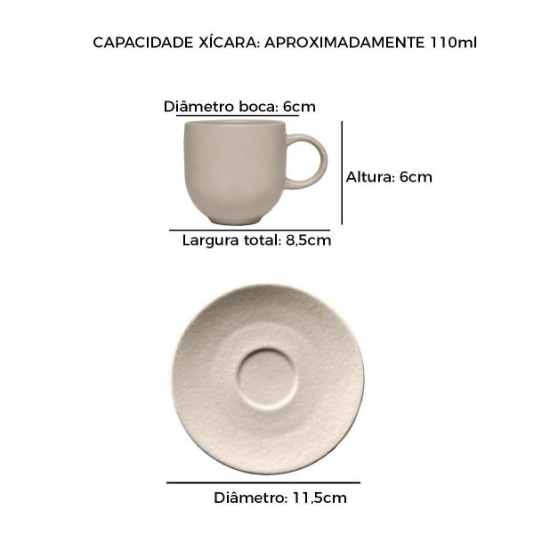 Imagem de Xícara de Café e Pires Cerâmica Stoneware Coup Haya 110ml - 1 Unid.