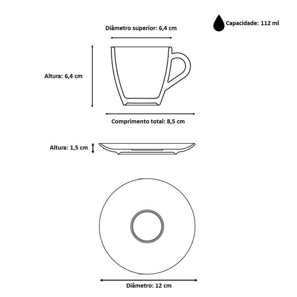 Imagem de Xícara de Café e Pires em Cerâmica Coup Recanto 112ml - 1 Unid.