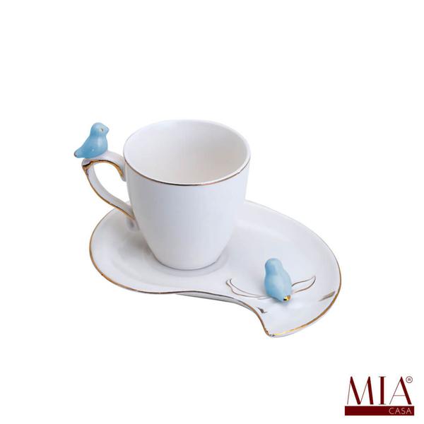 Imagem de Xícara de Café Porcelana Birds Design Plate Azul 90ML