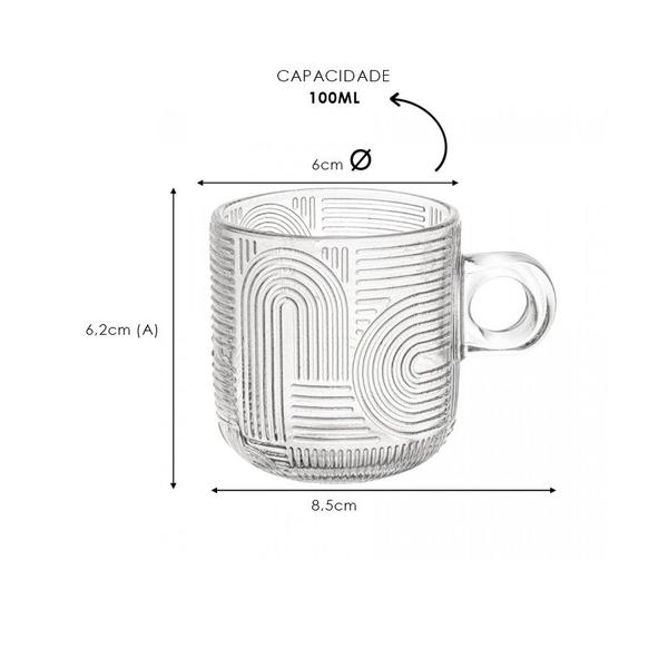 Imagem de Xícara de Café Vidro com 4 Peças 100ml Frankfurt