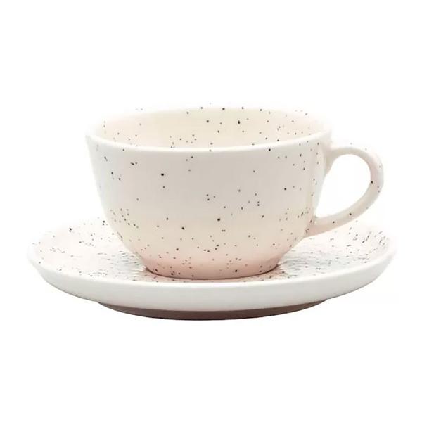 Imagem de Xícara de Chá 200ml com Pires Flat Chuvisco Porcelana 136744 - Oxford