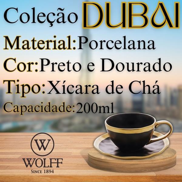 Imagem de Xícara de chá c/ pires dubai porcela preto e dourado 200ml - wolff