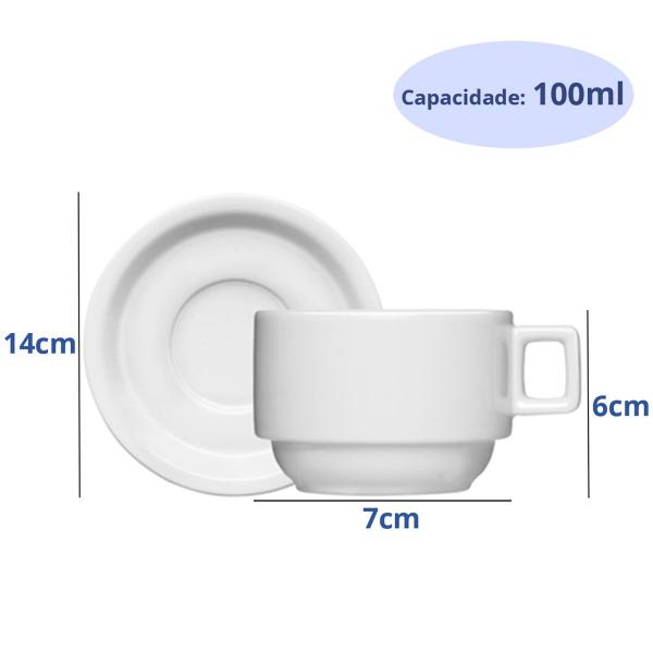Xícara de Chá com Pires 100ml Bar Hotel Germer em Porcelana Branca Imagem de Xícara de Chá com Pires 100ml Bar Hotel Germer em Porcelana Branca