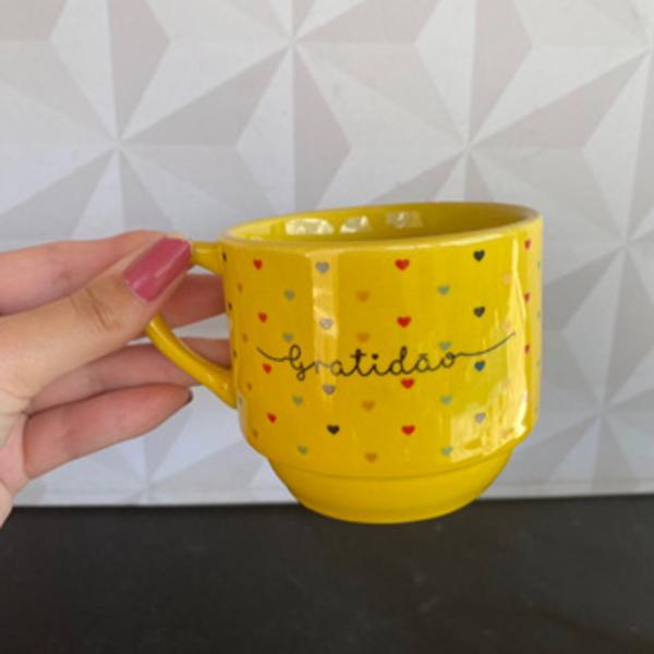 Imagem de Xícara de chá de porcelana 200ml / caneca empilhavel com palavras para cozinha - cantinho do café