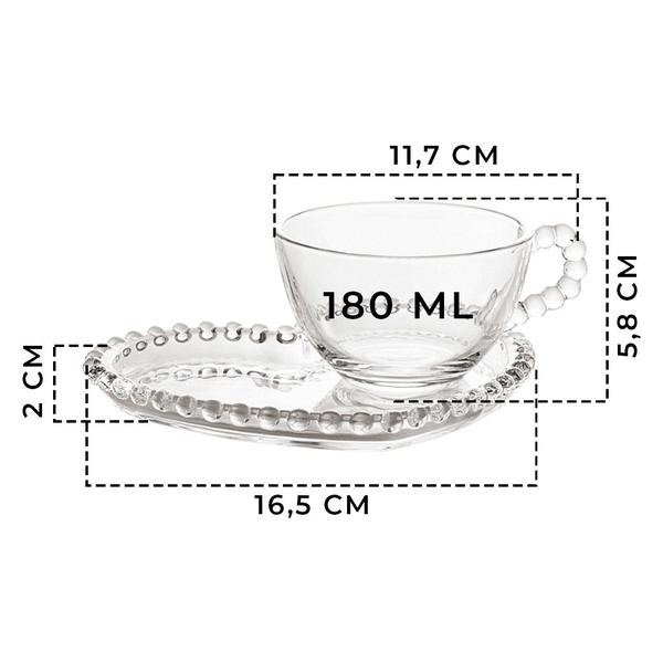 Xícara De Chá Em Cristal 180ml Pearl Com Prato Formato Coração Wolff Imagem de Xícara De Chá Em Cristal 180ml Pearl Com Prato Formato Coração Wolff