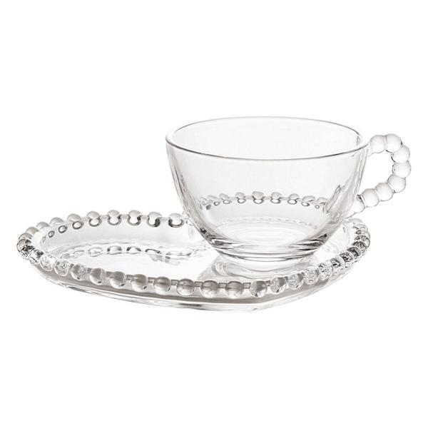 Xícara De Chá Em Cristal 180ml Pearl Com Prato Formato Coração Wolff Imagem de Xícara De Chá Em Cristal 180ml Pearl Com Prato Formato Coração Wolff