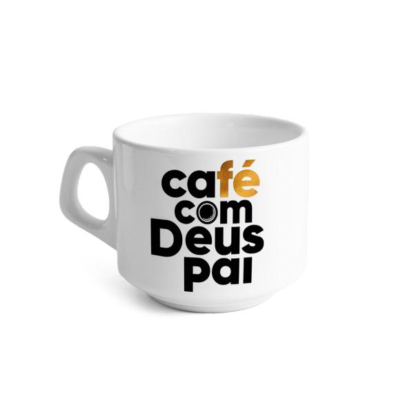 Imagem de Xícara De Porcelana Café Com Deus Pai Livro + Pires - 180ml