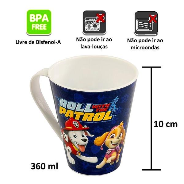 Imagem de Xícara Infantil Patrulha Canina Suco Refri e Café 360ml 1 und