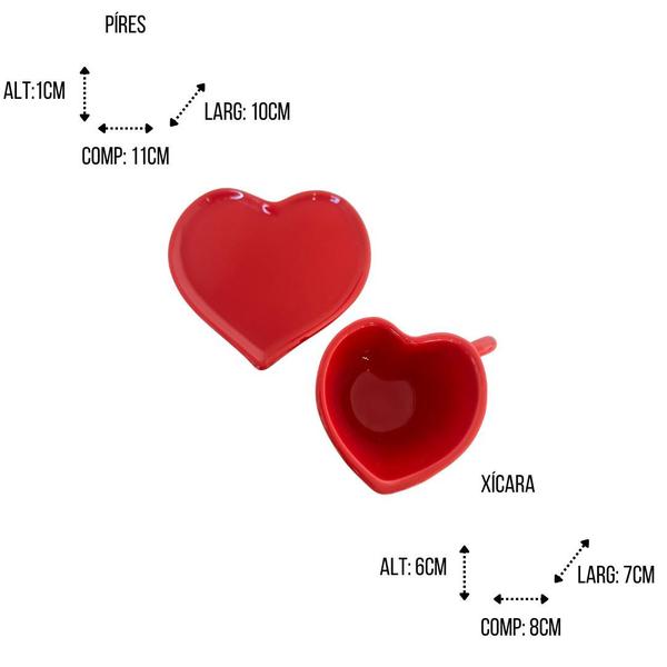 Imagem de Xícara Love Em Cêramica Café Com Pires Lisas E Coloridas 100ml