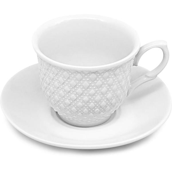 Imagem de Xícara para Café com Pires de Porcelana Wembley 62ML - Conjunto com 12 Peças