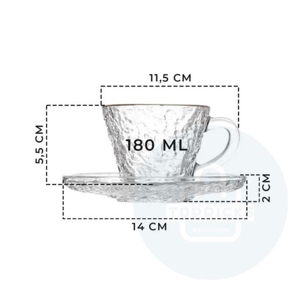 Imagem de Xícara para Chá Com Pires De Cristal 180 ml Xícaras Para Café e Chá