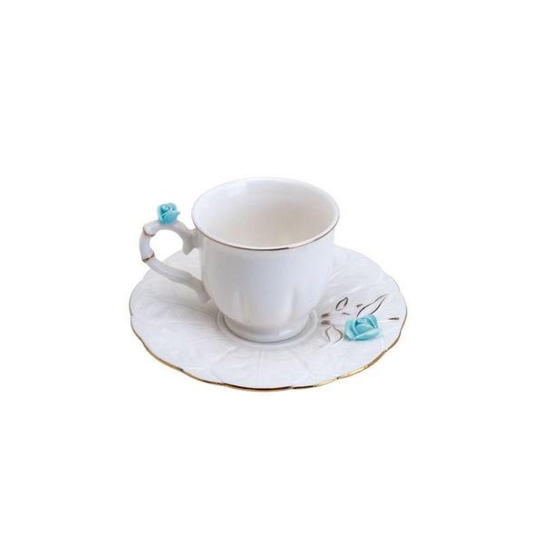 Imagem de Xicara un porcelana p/cafe flower azul