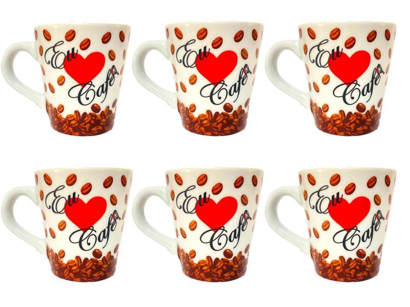 Imagem de Xícaras caneca Café Chá Porcelana 110 Ml louça personalizada 6 unidade - Amo Passarinho 110ml