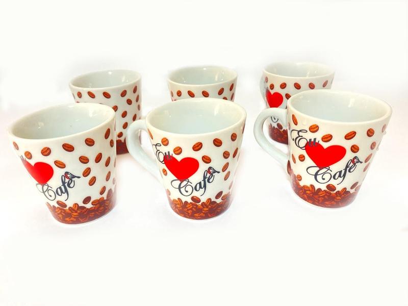 Imagem de Xícaras caneca Café Chá Porcelana 110 Ml louça personalizada 6 unidade - Amo Passarinho 110ml - Rose