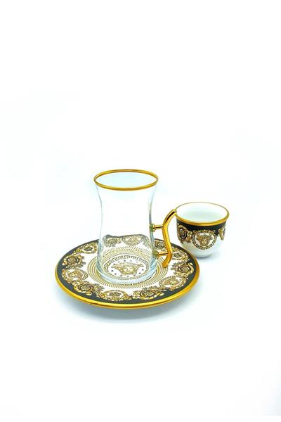 Imagem de Xicaras De Chá Turca 12 Peças Medusa Gold Luxury Glass Set