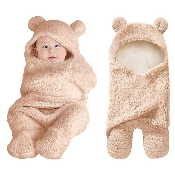 Imagem de XMWEALTHY Cute Newborn Baby Boys Girls Cobertores Plush Swaddle Cobertores Marrons