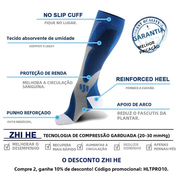 Imagem de XXL 3 Pares De Meias De Compressão 30 Mmhg Para Edema Médico, Diabetes, Varizes, Corrida, Meias