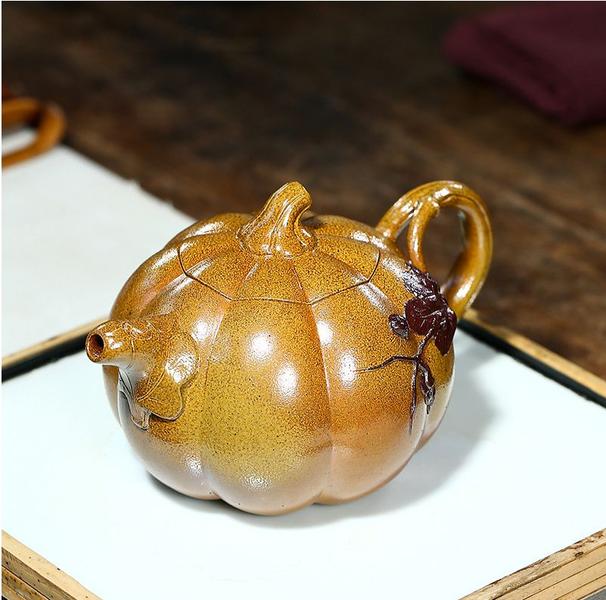 Imagem de Yixing Antique Pumpkin Shape Tea Pot Handmade Purple Clay Teapot Beauty Kettle Chinese Tea Ceremony Personalizado Presentes  Bules