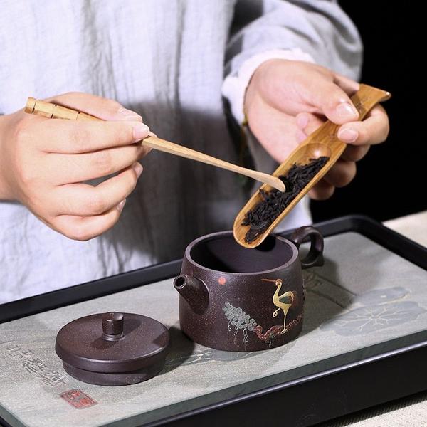 Imagem de Yixing Teapot Purple Clay Zisha Kettle Handpainted Crane Teaware Enviar Caixa de Presente Bules