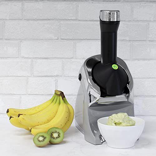 Imagem de Yonanas 988GY Deluxe Vegan Non-Dairy Frozen Fruit Soft Serve Dessert Maker, BPA Free, Inclui 75 receitas, 200 Watts, Cinza