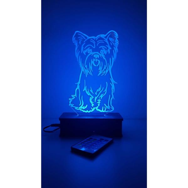 Imagem de Yorkshire Terrier Decoração Pet Cachorro Luminária led 16 cores