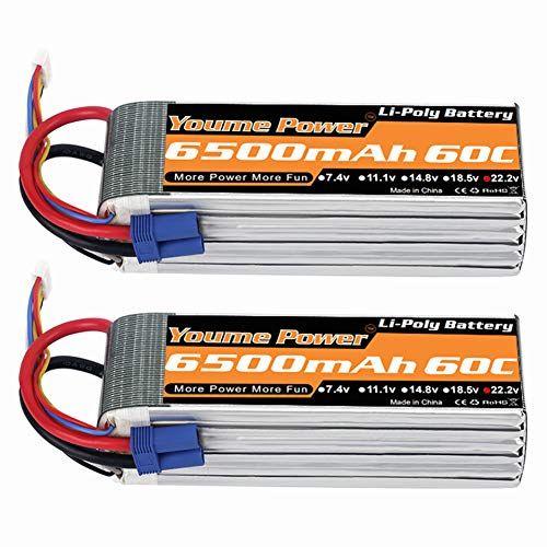 Imagem de Youme 6S Lipo Bateria EC5, 2Packs 22.2V RC LiPo Bateria 6500mAh 60C com EC5 Plug para RC DJI E-Flite Avião Quadcopter Helicóptero Alinhar 7.2 700L Yak 54 T-REX