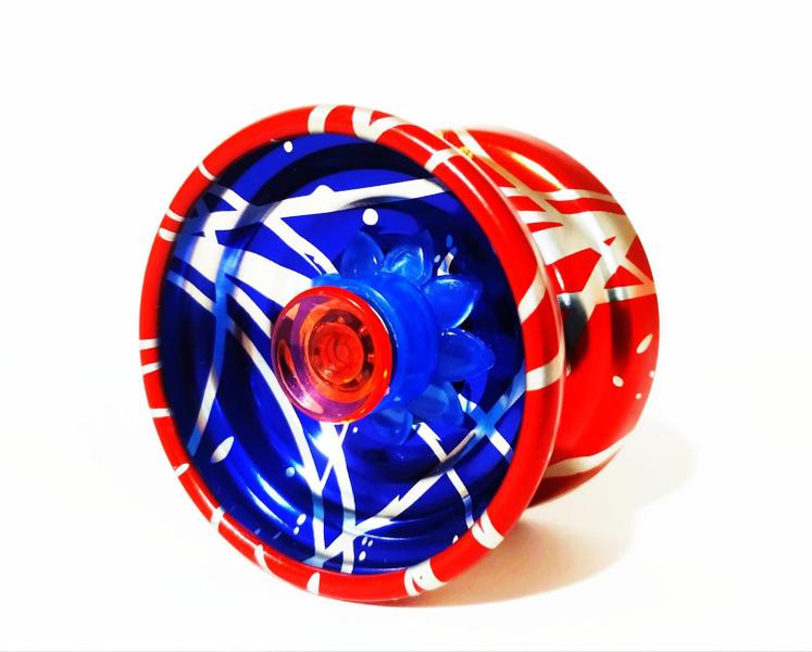 Imagem de Yoyo Profissional Metal Azul com Vermelho de Rolamento ioio Pró